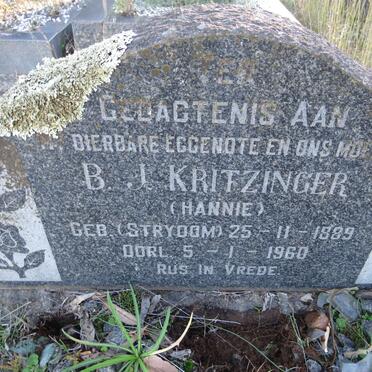 KRITZINGER B.J. nee STRYDOM 1889-1960