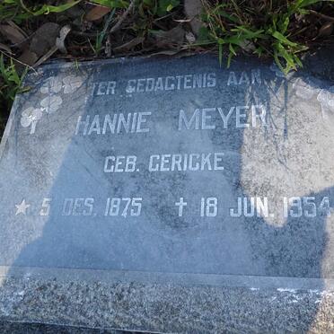 MEYER Hannie nee GERICKE 1875-1954