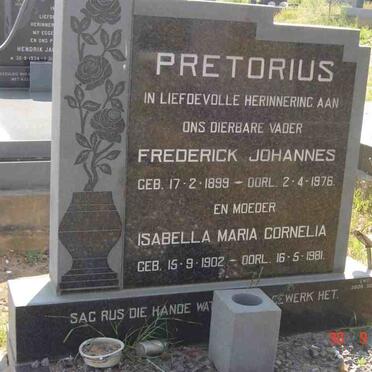 PRETORIUS Frederick Johannes 1899-1976 &amp; Isabella Maria Cornelia 1902-1981