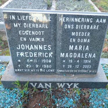 WYK Johannes Frederick, van 1909-1980 & Maria Magdalena 1914-2003