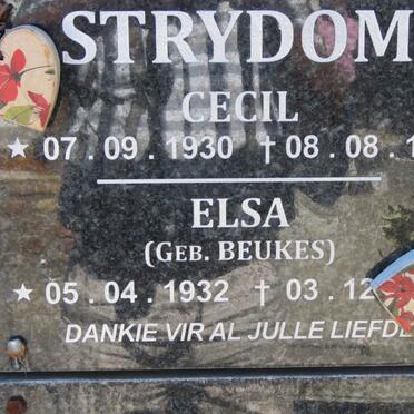 STRYDOM Cecil 1930-1996 &amp; Elsa BEUKES 1932-2017
