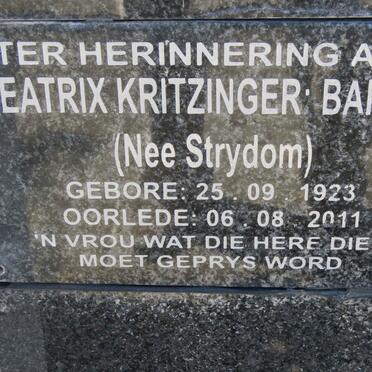 BAKKES Beatrix Kritzinger nee STRYDOM 1923-2011