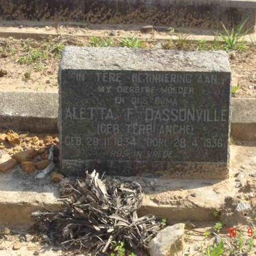 D'ASSONVILLE Aletta F. nee TERBLANCHE 1834-1936