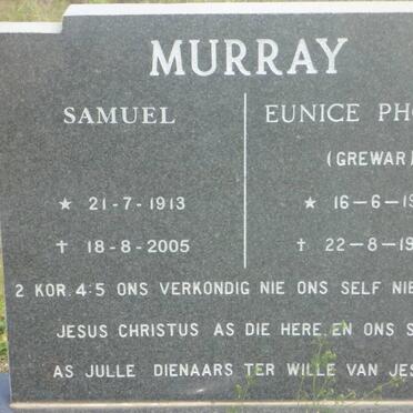 MURRAY Samuel 1913-2005 &amp; Eunice Phoebe GREWAR 1912-1994