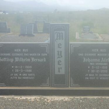 MEYER Gottliep Wilhelm Bernard 1909-1988 &amp; Johanna Aletta VERMAAK 1916-2005