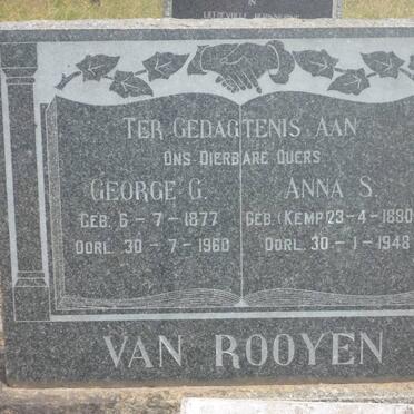 ROOYEN George G., van 1877-1960 &amp; Anna S. KEMP 1880-1948