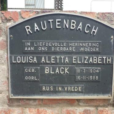 RAUTENBACH Louisa Aletta Elizabeth nee BLACK 1904-1988