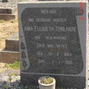 TERBLANCHE Anna Elizabeth, voorheen WOLMARANS nee VAN WYK 1884-1965
