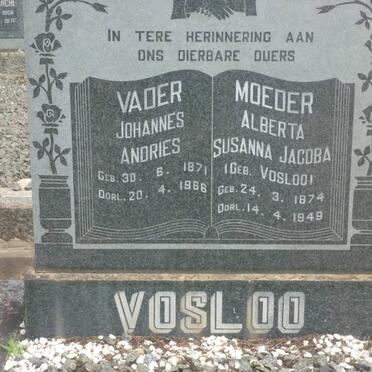 VOSLOO Johannes Andries 1871-1966 &amp; Alberta Susanna Jacoba VOSLOO 1874-1949