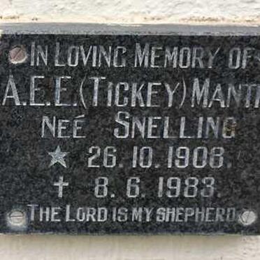 MANTHE Alice Edith Ellen nee SNELLING 1908-1985