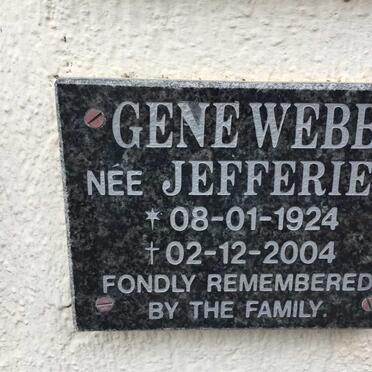 WEBB Gene nee JEFFERIES 1924-2004