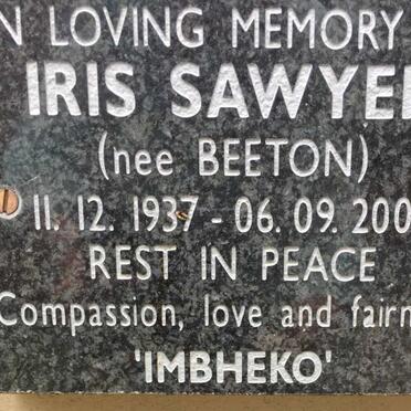 SAWYER Iris nee BEETON 1937-2003