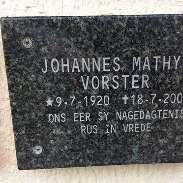 VORSTER Johannes Mathys 1920-2001