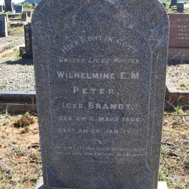 PETER Wilhelmine E.M. nee BRANDT 1866-1931