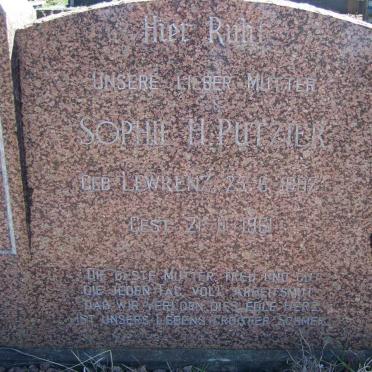 PUTZIER Sophie H. nee LEWRENZ 1892-1961
