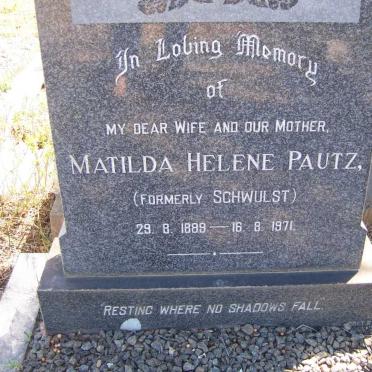 PAUTZ Matilda Helene formely SCHWULST 1889-1971