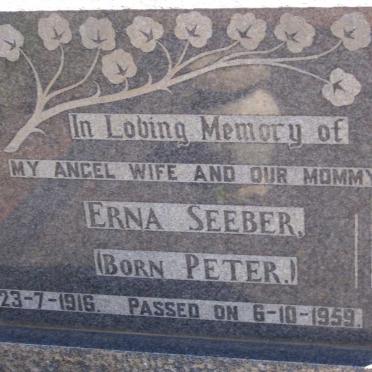 SEEBER Erna nee PETER 1916-1959