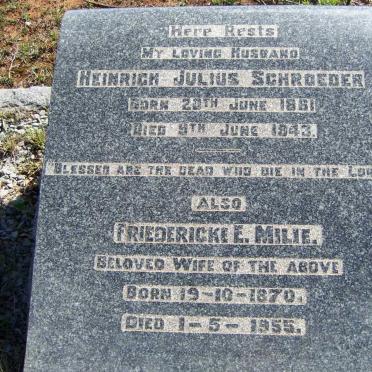 SCHROEDER Heinrich Julius 1861-1943 &amp; Friedericke E. Milie 1870-1955