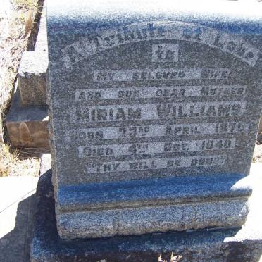 WILLIAMS John Henry 1871-1947 &amp; Miriam 1870-1940