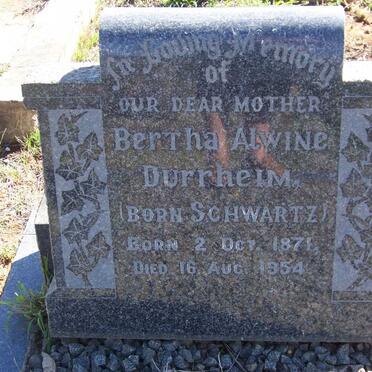 DURRHEIM Bertha Alwine nee SCHWARTZ 1871-1954