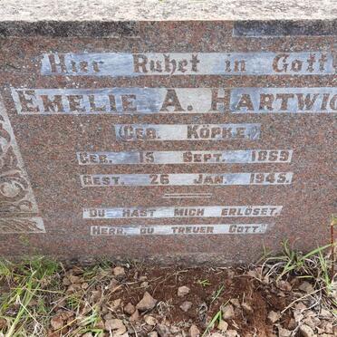 HARTWIG Emelie A. nee KOPKE 1859-1945
