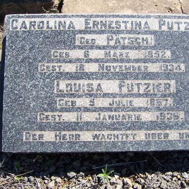 PUTZIER Carolina Ernestina nee PATSCH 1852-1934 :: PUTZIER Louisa 1867-1936