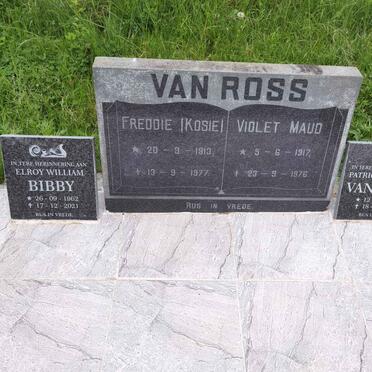 ROSS Freddie, van 1913-1977 &amp; Violet Maud 1917-1976 :: VAN ROSS Patrick Godfrey 1959-2017 :: VAN ROSS Elroy William 1962-2021