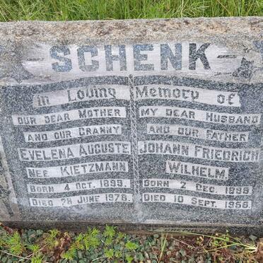 SCHENK Johann Friedrich Wilhelm 1889-1956 &amp; Evelena Auguste KIETZMANN 1899-1978