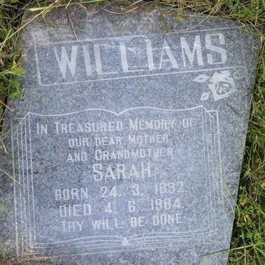 WILLIAMS Sarah 1892-1984