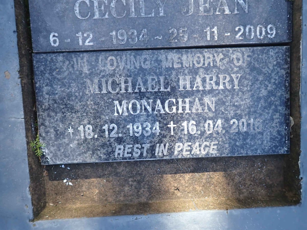 MONAGHAN Michael Harry 1934-2016
