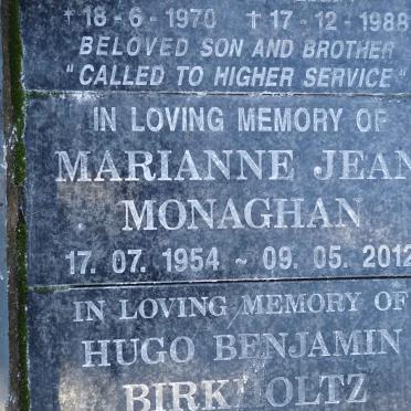 MONAGHAN Marianne Jean 1954-2012