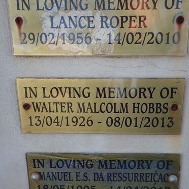 HOBBS Walter Malcolm 1926-2013