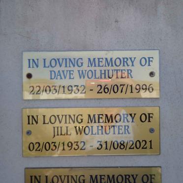WOLHUTER Dave 1932-1996 :: WOLHUTER Jill 1932-2021