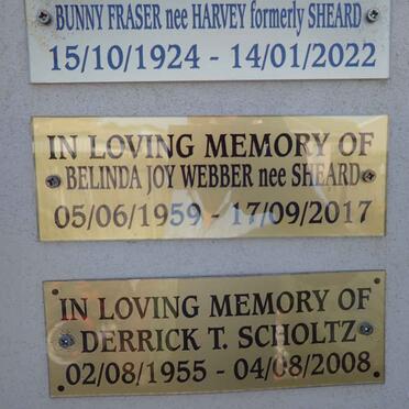 WEBBER Belinda Joy nee SHEARD 1959-2017 :: SCHOLTZ Derrick T. 1955-2008