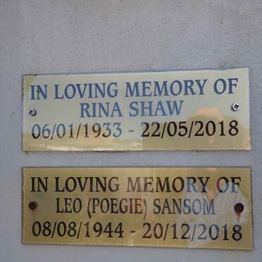 SHAW Rina 1933-2018 :: SANSOM Leo 1944-2018