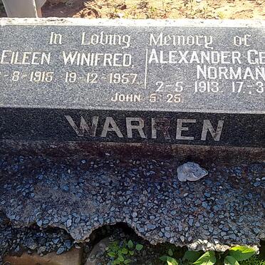 WARREN Alexander George Norman 1913-1987 &amp; Eileen Winifred BOWLES 1915-1957