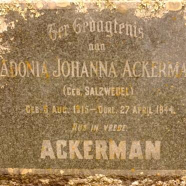 ACKERMAN Adonia Johanna nee SALZWEDEL 1915-1944