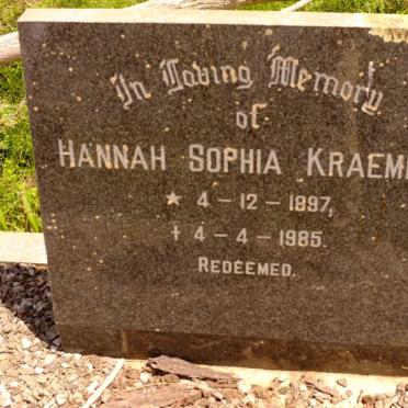KRAEMER Hannah Sophia 1897-1985