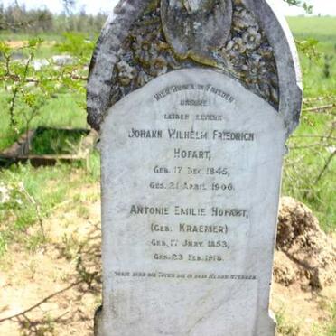 HOFART Johann Wilhelm Friedrich 1845-1906 &amp; Antonie Emily KRAEMER 1853-1918
