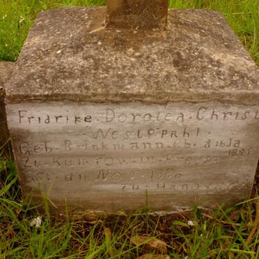 WESTPFAHL Fridrike Dorotea Christ. nee BRINKMANN 1825-1886