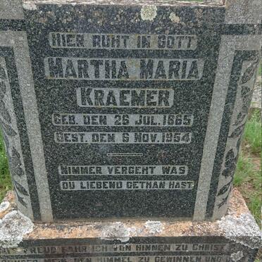 KRAEMER Martha Maria 1865-1954