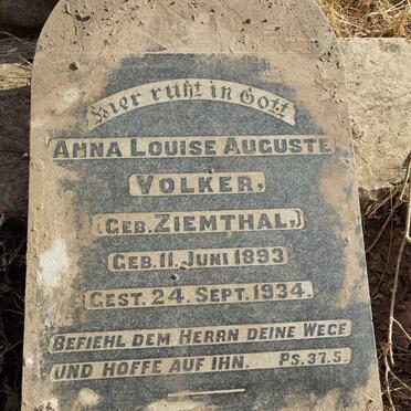 VOLKER Anna Louise Auguste nee ZIEMTHAL 1893-1934