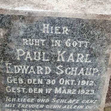 SCHAUP Paul Karl Edward 1912-1923