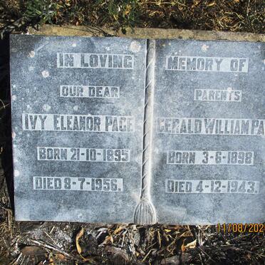 PAGE Gerald William 1898-1943 &amp; Ivy Eleanor 1895-1956