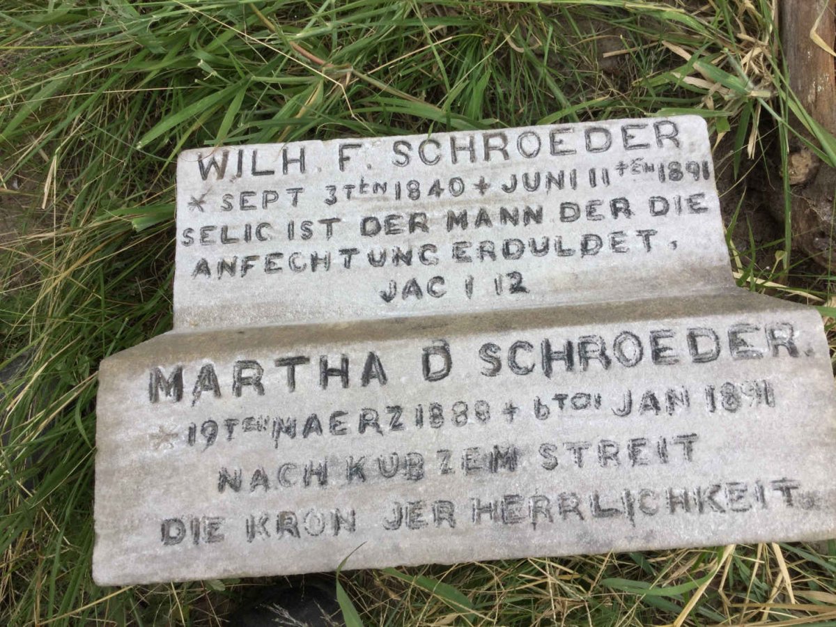 SCHROEDER Wilhelm F. 1840-1891 :: SCHROEDER Martha D. 1888-1891