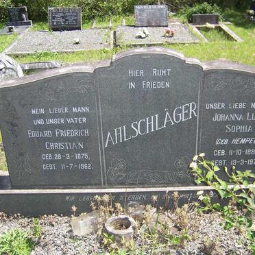 AHLSCHLÄGER Eduard Friedrich Christian 1875-1962 &amp; Johanna Luise Sophia HEMPEL 1889-1978