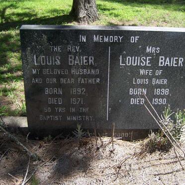 BAIER Rev. Louis 1892-1971 &amp; Louise 1898-1990