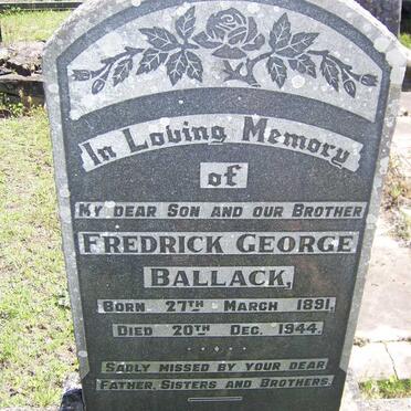 BALLACK Fredrick George 1891-1944