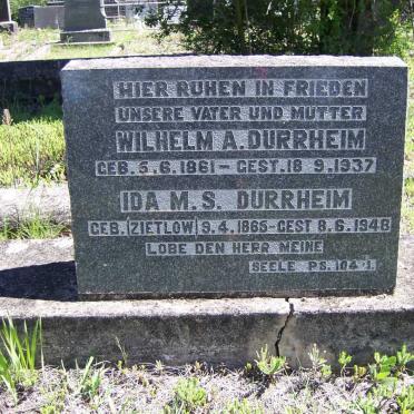 DURRHEIM Wilhelm A. 1861-1937 &amp; Ida M.S. ZIETLOW 1865-1948