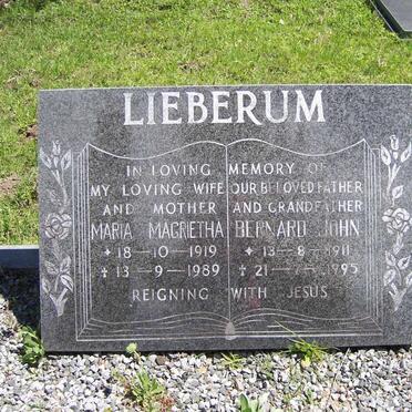 LIEBERUM Bernard John 1911-1995 &amp; Maria Magrietha 1919-1989